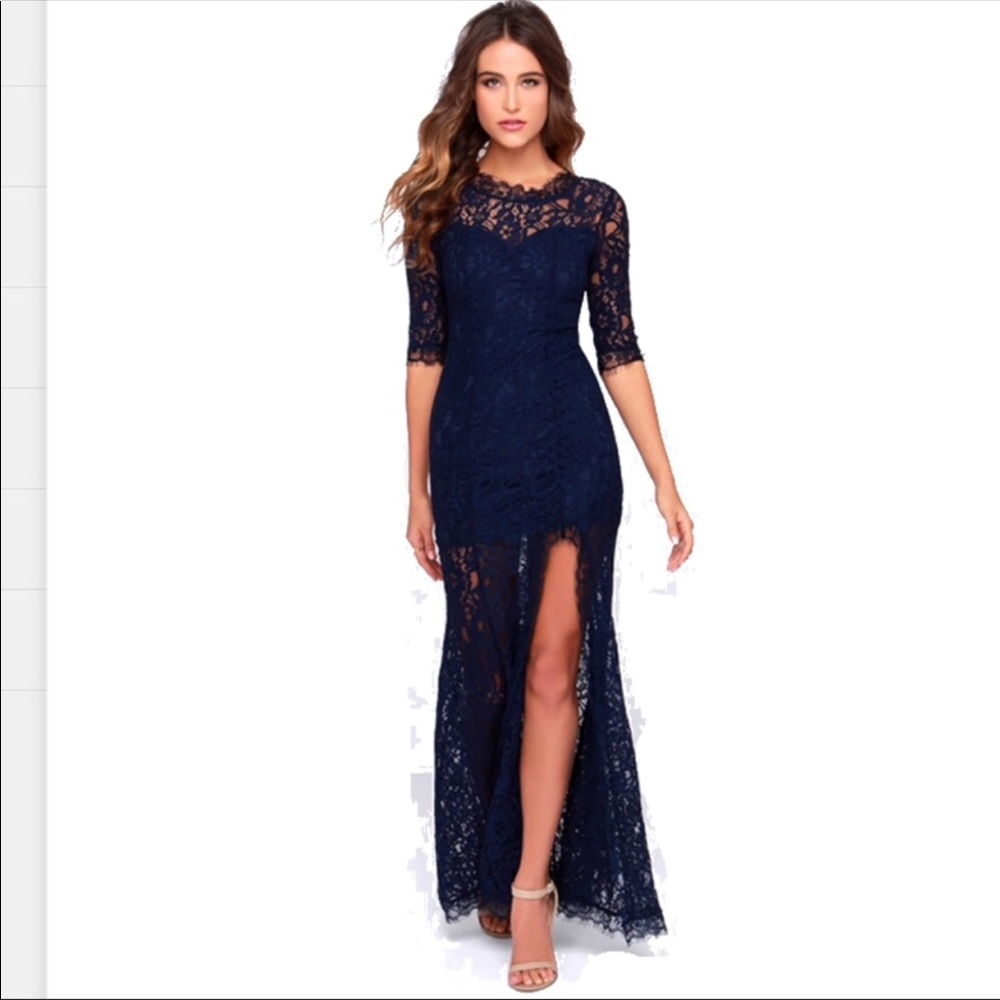 NWOT Gorgeous navy lace maxi dress - Firm on price